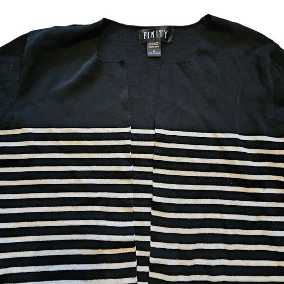 Women's FINITY Knit Striped Open Cardigan Small - Picture 3 of 5